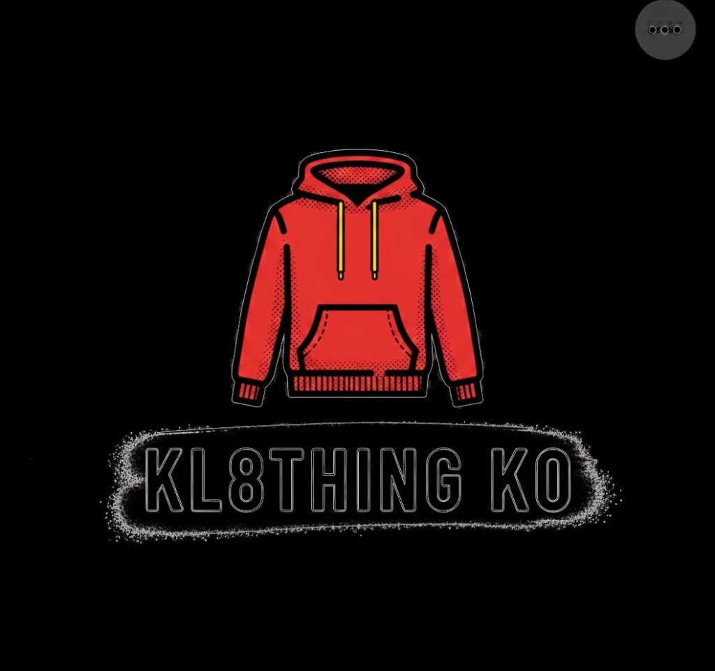 Kl8thing — red hoodie street graphic lockup